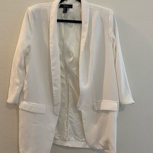 White Long Line Blazer